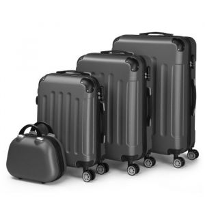 ALIGHTUP - Set de 4 Valise trolley portable 4 en 1 en ABS - 3 Valises + 1 Vanity - Gris