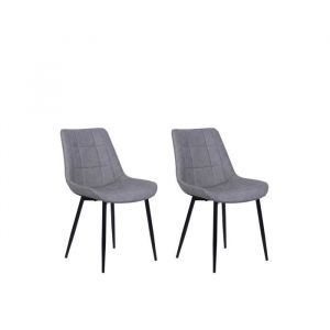 Chaises en simili-cuir gris MELROSE - BELIANI - Lot de 2 - Pliant - Contemporain - Design