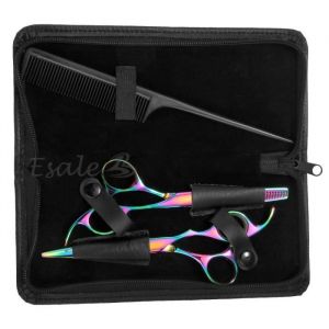 Set 2 Ciseaux Coupe Effiler Désépaissir Coiffure Coiffeur Sculpteur + Peigne.