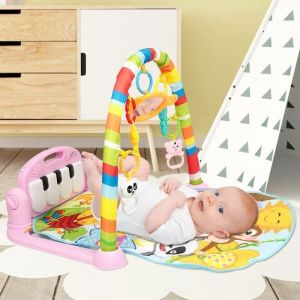 Tapis de jeu pour b&eacute;b&eacute; QIFAshma - Kick and Play Piano Gym - Rose - Evolutif - Avec arche jouet - Effets sonores