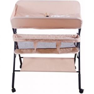 Fasike-Table à langer pliante Pour Nouveaux-Nés Avec 1 Panier de Rangement 63x74x H-92-98CM Rose clair