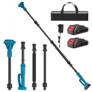 Perche &Eacute;lagueuse Aluminium 2M Compatible Batterie Makita 18V B S&eacute;rie &ndash; 3 Longueurs 1m 15m 2m &ndash; Angle R&eacute;glable 180&deg; &ndash; 2 Batteries