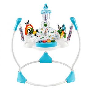 Trotteur B&eacute;b&eacute; Musical Jumperoo COSTWAY-6 Jouets Interactifs-Lumi&egrave;res et Musique-3 Hauteurs R&eacute;glable-Si&egrave;ge &agrave; 360&deg;-6+ Mois-Bleu