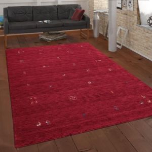 Paco Home Tapis Rouge Salon Laine Tiss&eacute; Main Gabbeh Qualit&eacute; Style Ethnique Moderne Rouge 240x340 cm