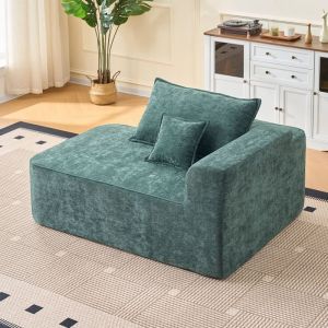 Chaise longue vert sans montage &ndash; Sofa confortable et doux avec coussin et poches lat&eacute;rales