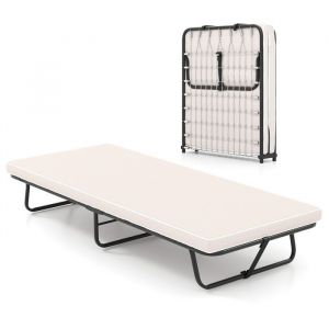 LIFEZEAL Lit pliant 80 x 190 cm - Lit dappoint pliable avec matelas en mousse &agrave; m&eacute;moire de forme - Lit durgence confortable