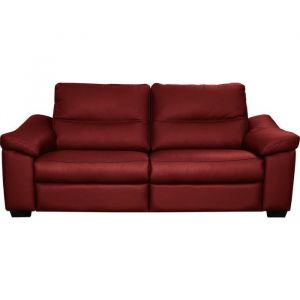 Superbe canap&eacute; 3 places - 100% Tout cuir luxe italien - En cuir &eacute;pais - Couleur rouge fonc&eacute; &ndash; HAMBOURG