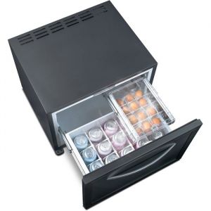 Réfrigérateur à Tiroir-50L-Mini Frigo Encastrable-12V/220V-avec LED et Contrôle Mécanique-pour Camping/Bureau/Maison-Noir