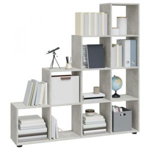 (SOLDES DEC)Biblioth&egrave;que - vidaXL - Meuble &Eacute;tag&egrave;re - support livres - escalier Gris b&eacute;ton 142 cm Bois ding&eacute;nierie 01_1241970