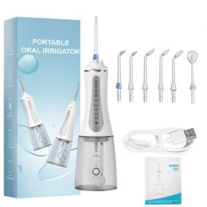 Jet Dentaire HydropulsuerIrrigateur Oral Professionnel IPX7 Étanche6 Buses 5 Modes Detartreur DentaireRechargeable de Voyage