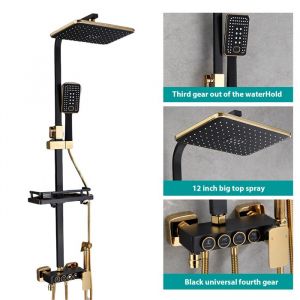 Colonne de douche- Chaude et froide num&eacute;rique &agrave; LED pour salle de bain Robinet de bain thermostatique intelligent &agrave; montage mural