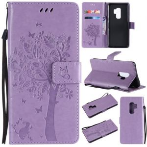 Housse Samsung Galaxy S9 Plus (6.2) - avec Support PU Cuir Portefeuille Protection Housse à Rabat - Qviolet