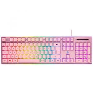 DELTACO GAMING PF75 Membran filaire Clavier de gaming éclairé allemand QWERTZ rose rose