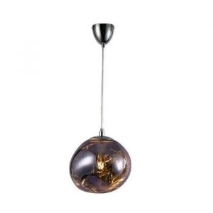 Suspension design moderne avec abat-jour en verre m&eacute;tallis&eacute; violet irr&eacute;gulier douille E27 D280mm