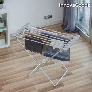 Etendoir à Linge Pliable Electrique Chauffant 8 Barres 120W Gris