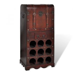 BEST-MEUBLE* Porte-bouteille - Casier à bouteilles avec rangement pour 9 bouteilles Bois (1108)