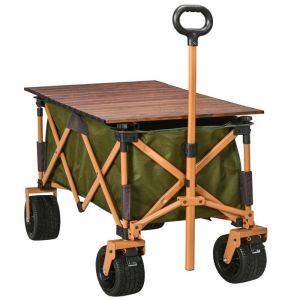 Brouette Chariot Transport Pliable - Poignée Réglable - Planche Pliante - 120kg - Plage&Jardin - Vert