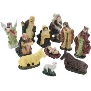 Figurines de cr&egrave;che - Britesta - Lot de 11 - Porcelaine peinte &agrave; la main - Hauteur 3-9 cm - Ambiance No&euml;l