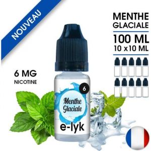 E-liquide saveur Menthe Glaciale 100 ml en 6 mg de nicotine - 10 x 10 ml - marque E-lyk