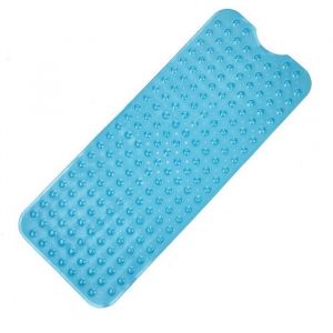 Tapis de baignoire antid&eacute;rapant - ORGANIZE - Grande taille 100x41cm - PVC - 200 ventouses - Bleu