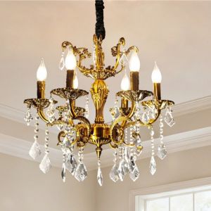Lustre Cristal pour Salon Vintage - Lustre Baroque en Alliage de Zinc Lustres &Eacute;clairage LED 6 E14 pour Chambre - 55x99cm