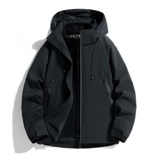 Doudoune homme &agrave; capuche Camouflage FUNMOON - Tendance cor&eacute;en slim - Noir - Fermeture zipp&eacute;e