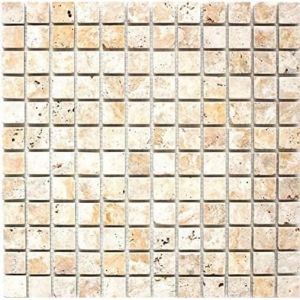 Mosa&iuml;que Carrelage - MOSANI - Travertin Jaune Or - 30x30 cm - R&eacute;sistant au Gel - Int&eacute;rieur/Ext&eacute;rieur