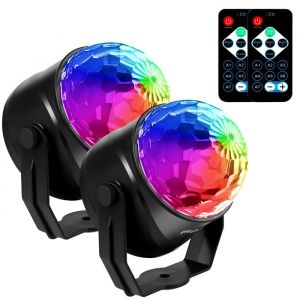 Lampe de Scène FIMEI Boule Disco 2 Pack,7 couleurs Lumière Soirée Discothèque Projecteur Effet Spot Stade Télécommande pour Fête