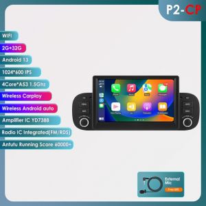 2G+32G Autoradio Android 13 pour Fiat Panda 2013 - 2020 multim&eacute;dia avec 7&eacute;cran tactile 2Din Carplay Bluetooth RDS