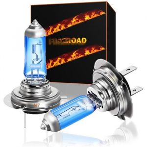 Ampoule H7 6000K voiture auto BLANC effet xenon halogène 55W SUPER WHITE norme Française FIREROAD®