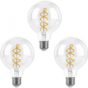 Dimmable Edison Ampoules LED E27 G95 Vintage LED &agrave; Filament Spirale Ampoule D&eacute;corative 4W Blanc Chaud 2700K 400LM Lot de 3