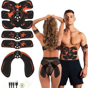 Electrostimulateur Musculaire Abdos Appareil Electrostimulation Ceinture Abdominale USB EMS Femme Homme pour Abdomen/Bras/Jambes