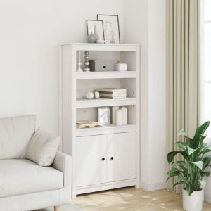 Prix bas - Buffet de Cuisine Buffet haut-Sideboard-Blanc 80x35x154 cm Bois massif de pin （939865378784)