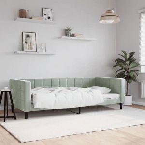 Lit de repos en velours - vidaXL - 90x190 cm - Gris clair - 2 en 1 canap&eacute;-lit - Velours doux - Cadre m&eacute;tal et bois