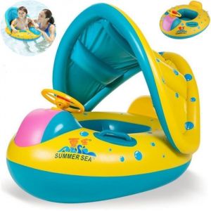Parasol Baignoire Bou&eacute;e b&eacute;b&eacute; Gonflable Si&egrave;ge Bou&eacute;e Parasol Voiture Bateau Nager Pisine Avec Paresoleil pour 12-36 mois