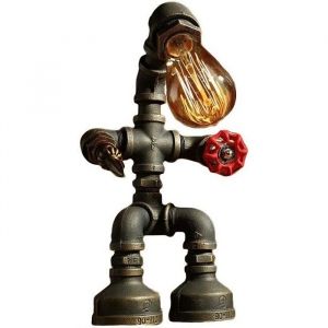 Lampe de table Les conduites deau en fer forg&eacute; vintage industriel Lampe de table gradable Chambre &agrave; coucher Salle de s&eacute;jour Lampe