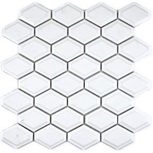 Mosa&iuml;que r&eacute;tro 3D Carreau c&eacute;ramique Diamant Metro blanc brillant Carrelage cuisine MOS13MD-0101