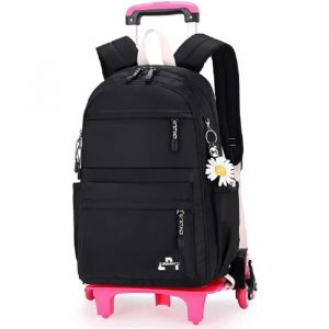 Cartable a Roulette Fille 16 Pouces Légers Sac a Roulette Fille Primaire Détachable Cartable roulettes Enfant pour ScolairesNoir
