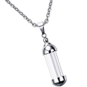 Pendentif fiole en acier inoxydable pour collier Récipient en verre Souvenir Pour débutants et adultes