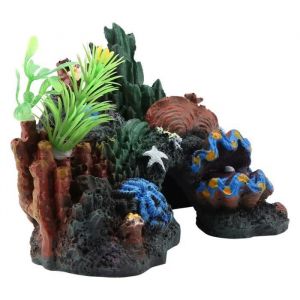 Décor daquarium - TMISHION - Grotte de corail en résine - Coloré - Dimensions 13x8x95 cm - Sûr et non toxique