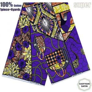 Tissu - Super Wax - Hollandais African Wax Fabric - 6 Yards - Haute Qualité pour Robe de Mariage et Blazer - Type 204