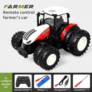 Jouet - Tracteur agricole RC - 8 roues rouges - Radiocommandé - 2.4G - Pour enfants à partir de 6 ans