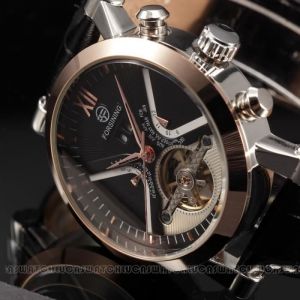 FORSINING Montres MéCaniques Hommes Bracelet En Cuir Automatique Squelette En Or Squelette Avec BoîTe Cadeau DOrigine