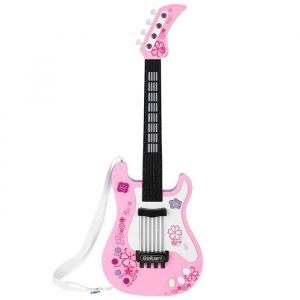 GIGICIAL Guitare basse jouet enfant rose &mdash; 4 modes 8 chansons lumi&egrave;res clignotantes son surround