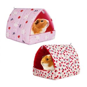 Maison pour Cochon dInde 2 Pieces Petits Animaux Couchages Hiver Cabane Lits Grotte Chauds Petits Confortable et Chaud Lapin