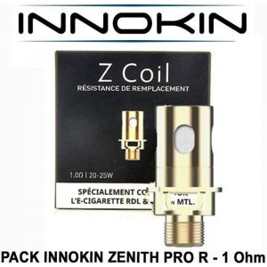 5 résistances INNOKIN ZENITH PRO R 1 Ohm pour les clearomiseurs ZENITH ZENITH PRO et ZLIDE dINNOKIN. Certifié AUTHENTIQUE