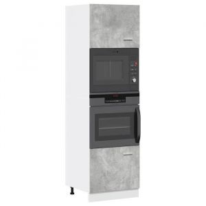 SALE 2024Meuble bas cuisine armoire rangement Moderne Armoire à micro-ondes Gris béton 60x57x207 cm Aggloméré 52.69 Kg