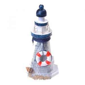 Bois de 17cm 1 - Photophore En Fer Marin Style Méditerranéen  Marin Décor De Bouée De Forme De Phare Poiss