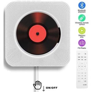 Lecteur CD Portable Bluetooth Montage Mural Haut-parleurs HiFi intégrés Home Audio Boombox avec télécommande Radio FM