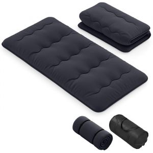 GOPLUS Matelas Futon Japonais 1 Personnes 90x200CM-Lit de Couchage Enroulable de Sol et Portable avec Sac de Transport Noir